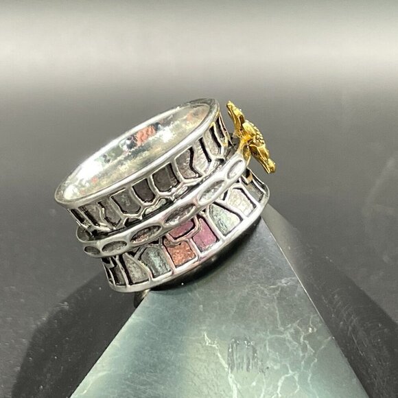 Sunflower / Daisy / Flower Boho Two Tone Ring #1355 - Picture 7 of 12